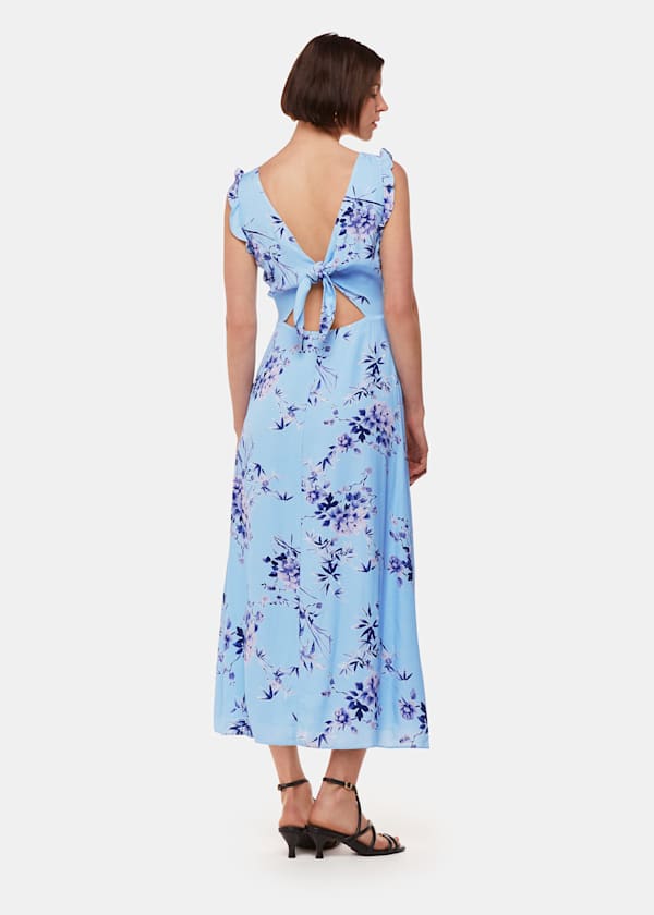 Blue Bamboo Blossom Ruffle Dress