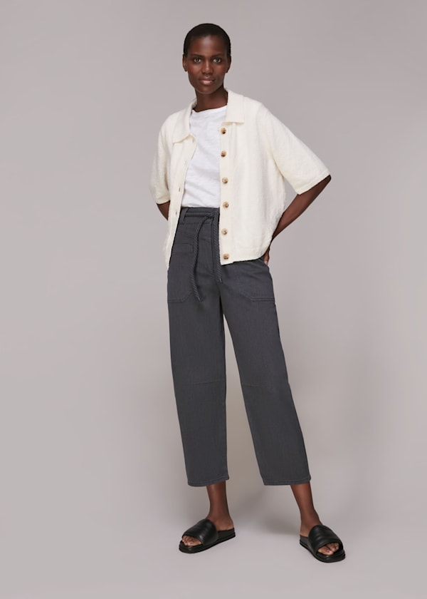 Black Rope Belted Casual Pants 