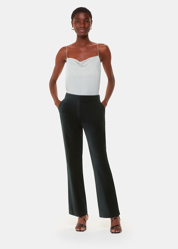 Black Helena Velvet Straight Trouser