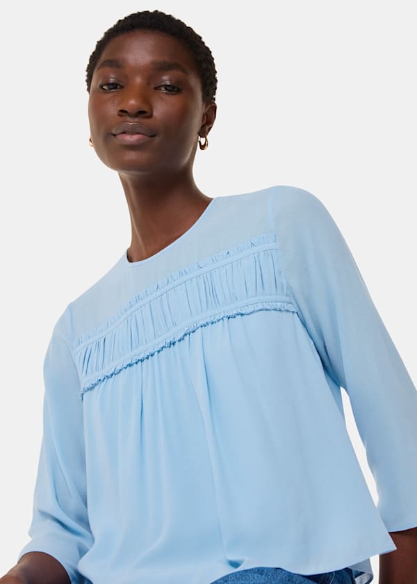 Pale Blue Laya Gather Detail Blouse