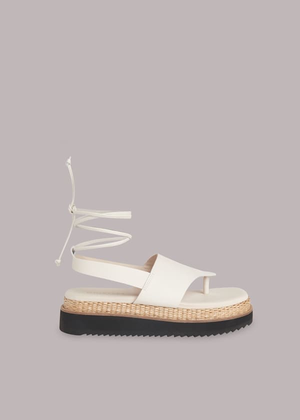 White Lia Raffia Platform Sandal