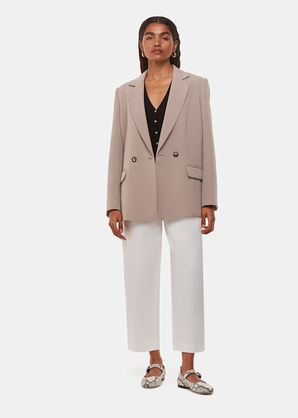Taupe Petite Nina Double Breasted Blazer